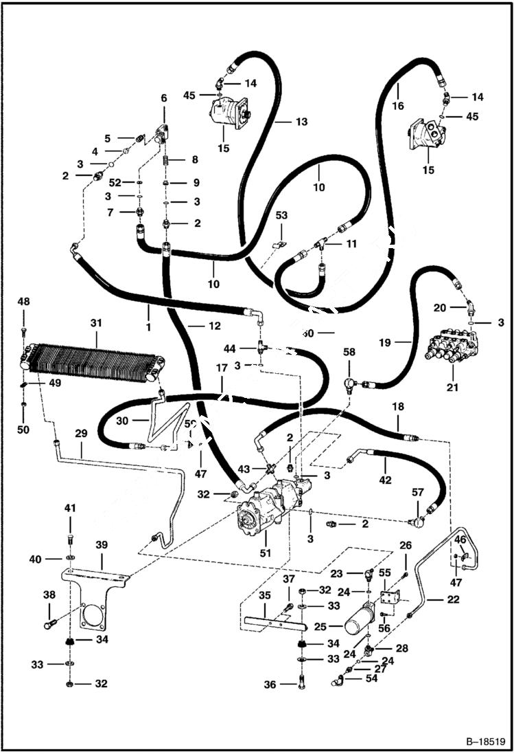 Схема запчастей Bobcat 800s - HYDROSTATIC CIRCUITRY (S/N 24001 thru 25999) HYDROSTATIC SYSTEM