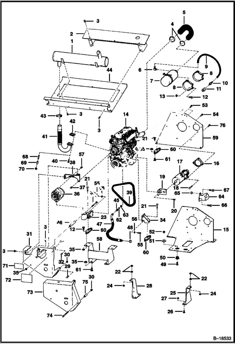 Схема запчастей Bobcat 800s - ENGINE & ATTACHING PARTS POWER UNIT