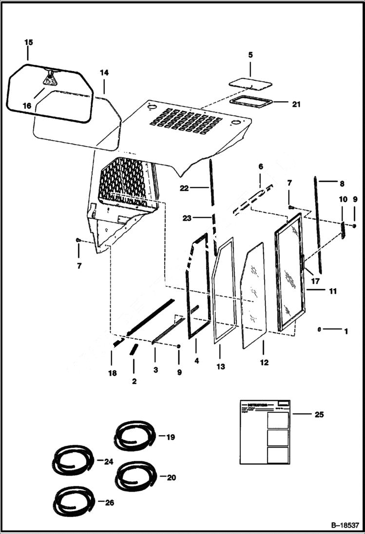 Схема запчастей Bobcat 800s - CAB WINDOWS ACCESSORIES & OPTIONS