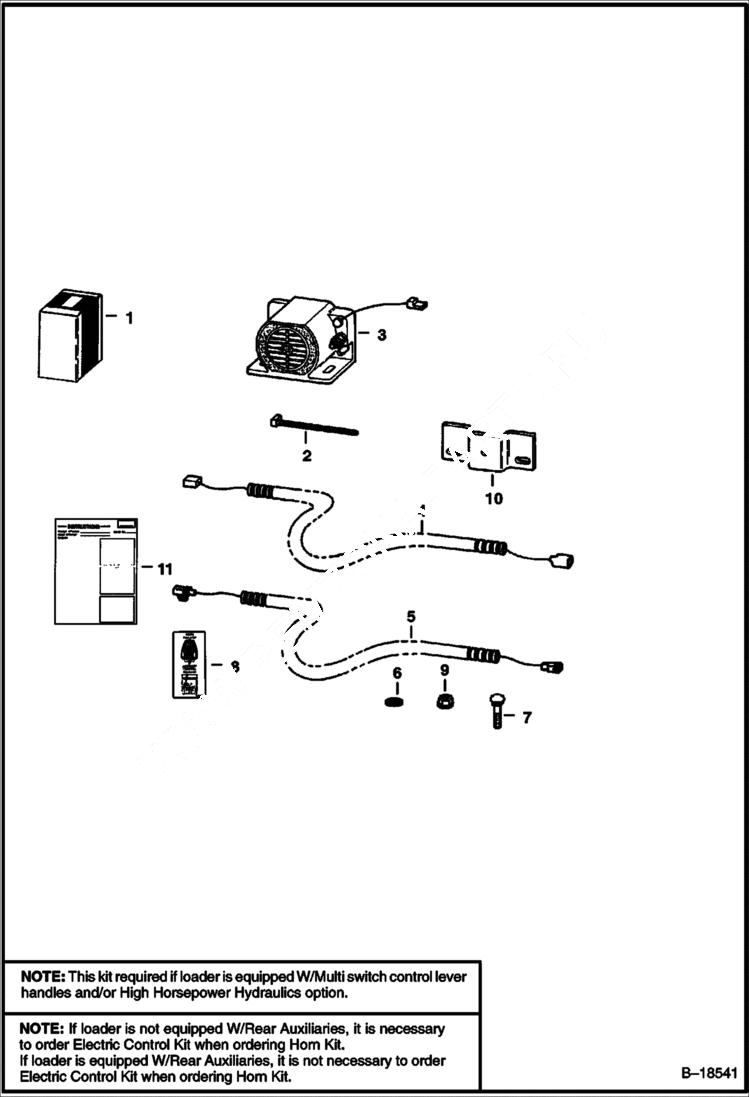 Схема запчастей Bobcat 900s - HORN KIT ACCESSORIES & OPTIONS