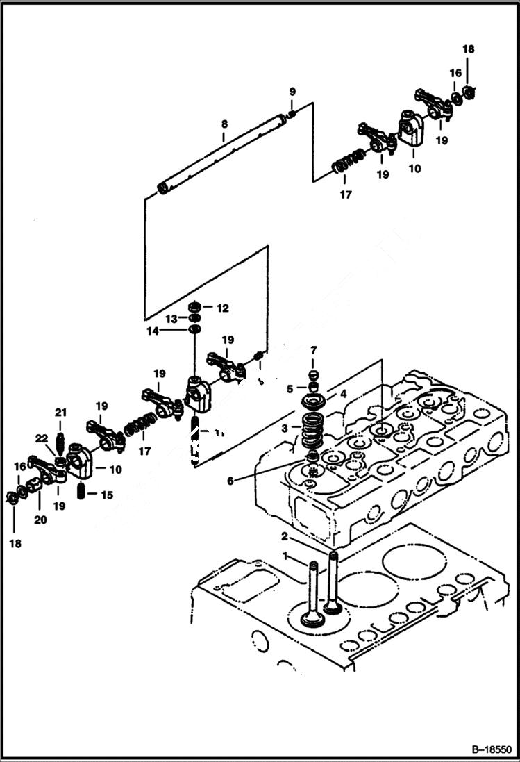 Схема запчастей Bobcat 225 - ROCKER ARM & VALVES POWER UNIT