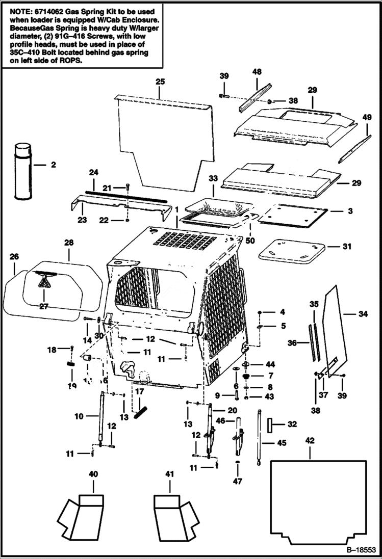 Схема запчастей Bobcat 600s - OPERATOR CAB MAIN FRAME