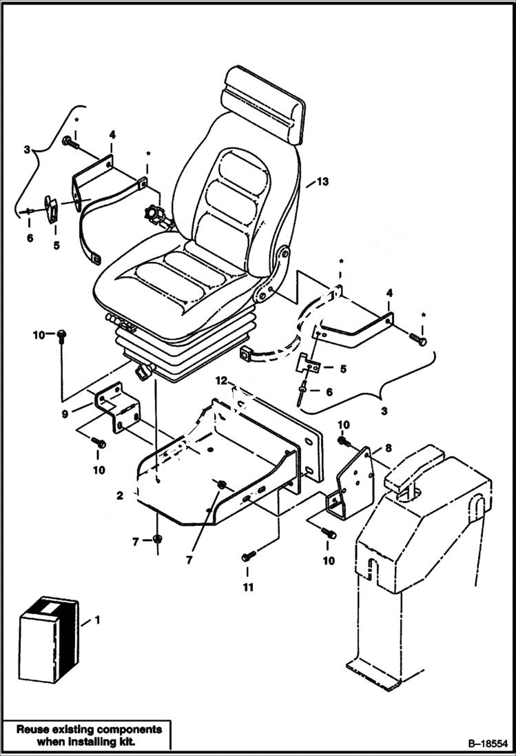 Схема запчастей Bobcat 225 - SEAT MOUNTING KIT For Installing Suspension Seat ACCESSORIES & OPTIONS