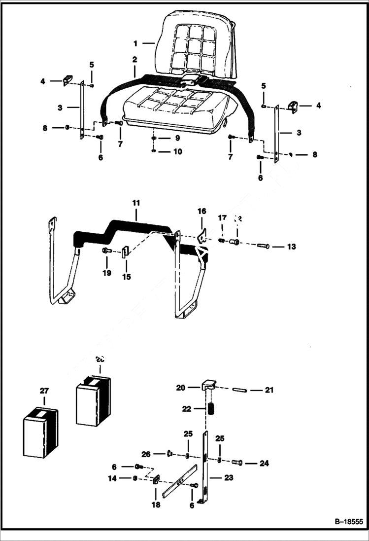 Схема запчастей Bobcat 600s - SEAT & SEAT BAR MAIN FRAME