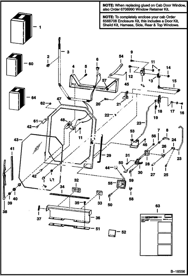 Схема запчастей Bobcat 800s - CAB DOOR (R.H. Hinged) ACCESSORIES & OPTIONS