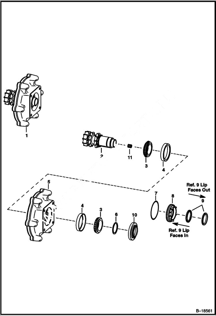 Схема запчастей Bobcat 600s - MOTOR CARRIER (Drive Motor Mount Assy) DRIVE TRAIN