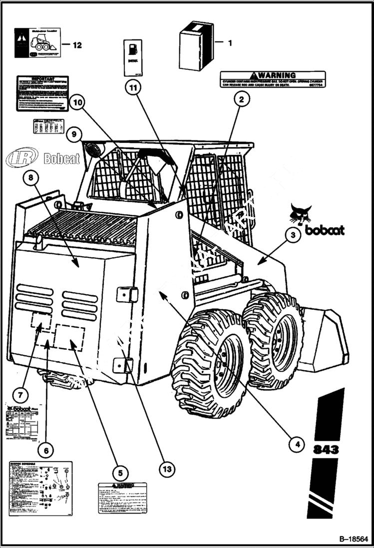 Схема запчастей Bobcat 800s - DECALS ACCESSORIES & OPTIONS