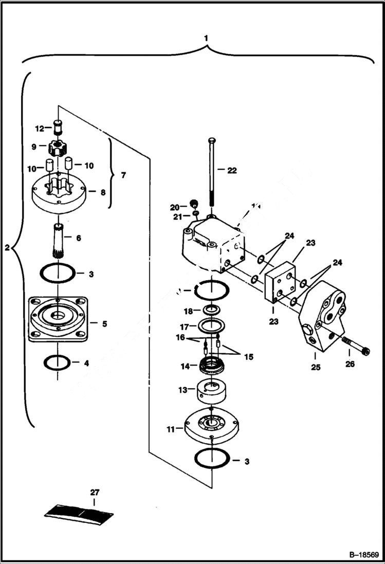 Схема запчастей Bobcat 225 - SWING MOTOR Nordic Option For Excavators Sold in Scandinavia HYDRAULIC SYSTEM