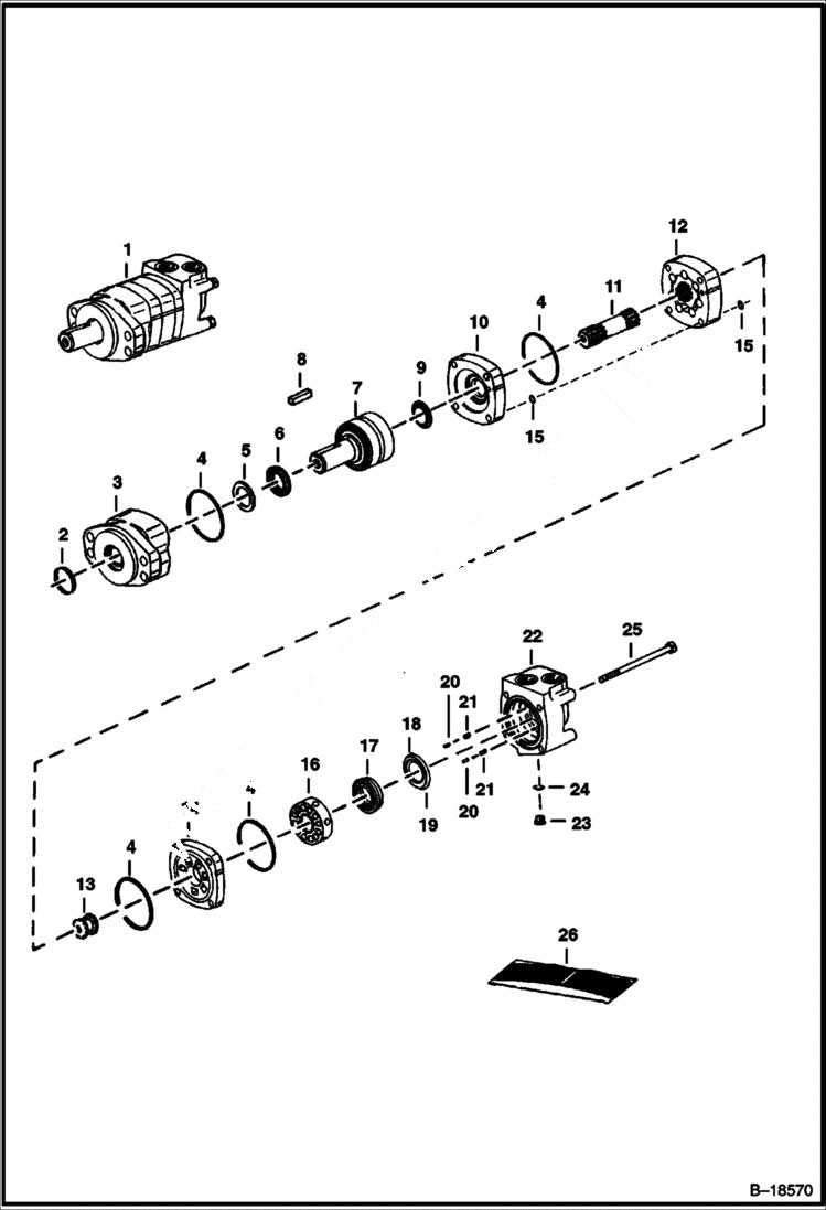 Схема запчастей Bobcat CHIPPER - 5A CHIPPER Feed Roller Motor - Eaton 104-3128-006 or 104-3579-006 Loader