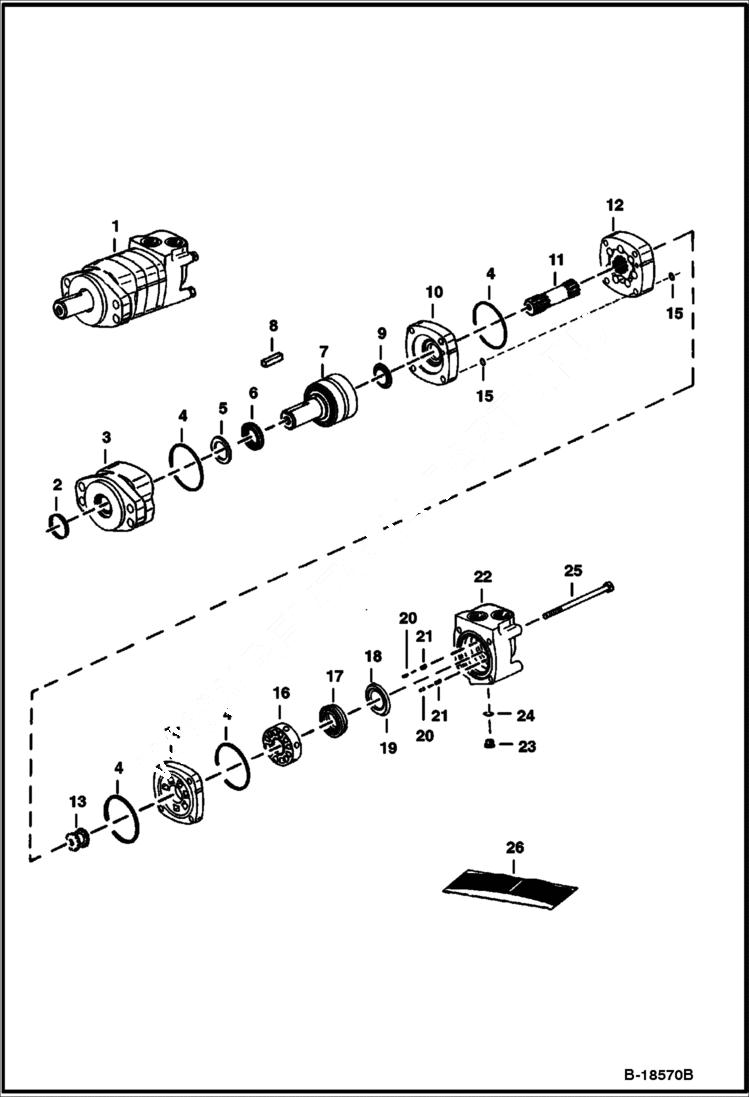 Схема запчастей Bobcat CHIPPER - 8B CHIPPER Feed Roller Motor - Eaton (04-3579-006) Loader