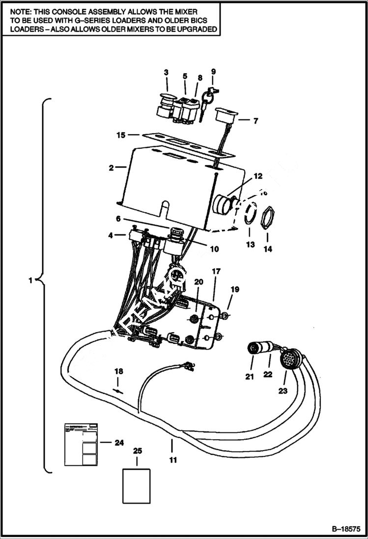 Схема запчастей Bobcat CONCRETE MIXER - CONCRETE MIXER (Console - Remote Attachment Control) (W/Dual Harness) (6785) (A016) Loader