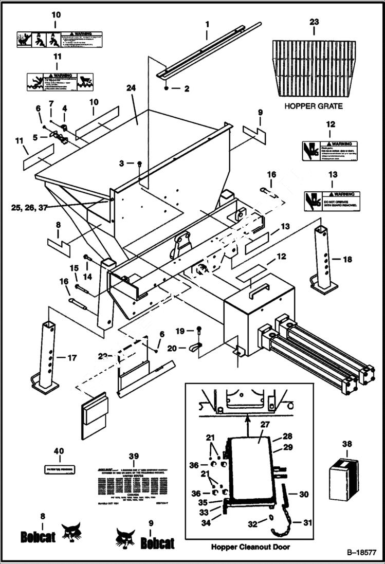 Схема запчастей Bobcat CONCRETE PUMP - HOPPER & ATTACHING PARTS Concrete Pump - S/N Prefix 2331 Loader