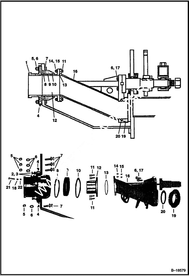 Схема запчастей Bobcat CONCRETE PUMP - HOPPER OUTLET & SWING VALVE Concrete Pump - S/N Prefix 2331 Loader