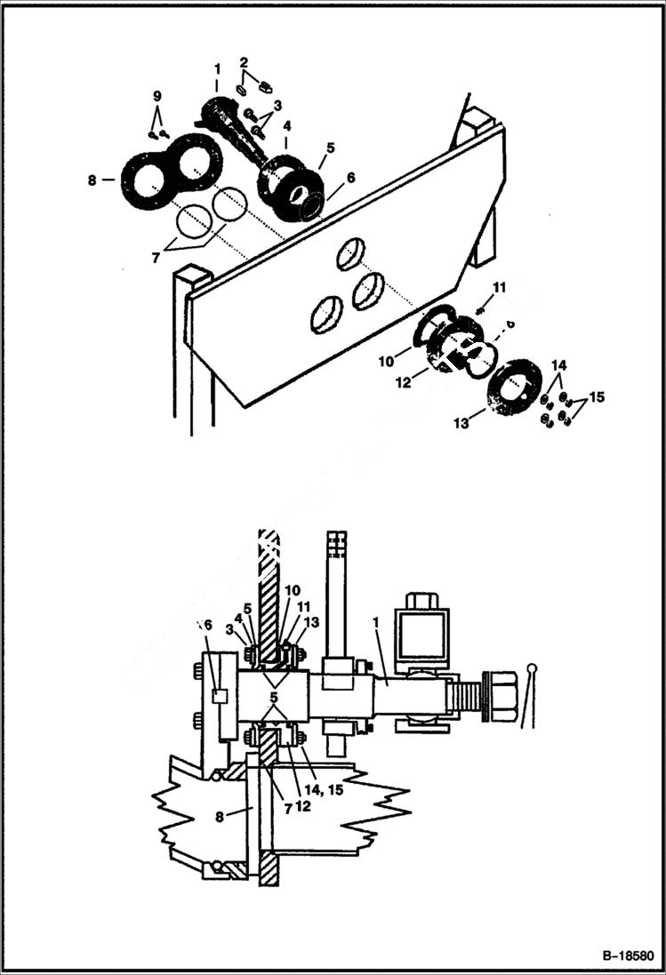 Схема запчастей Bobcat CONCRETE PUMP - SWING VALVE SHAFT & SEALS Concrete Pump - S/N Prefix 2331 Loader