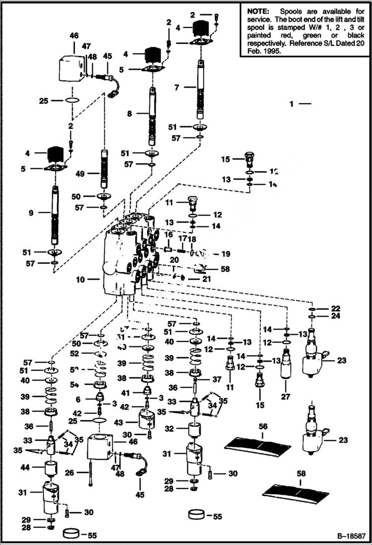 Схема запчастей Bobcat 800s - HIGH HORSEPOWER HYDRAULICS (Control Valve) (S/N 50450 & Above) ACCESSORIES & OPTIONS