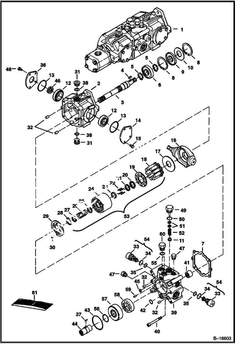 Схема запчастей Bobcat 800s - HYDROSTATIC PUMP HYDROSTATIC SYSTEM