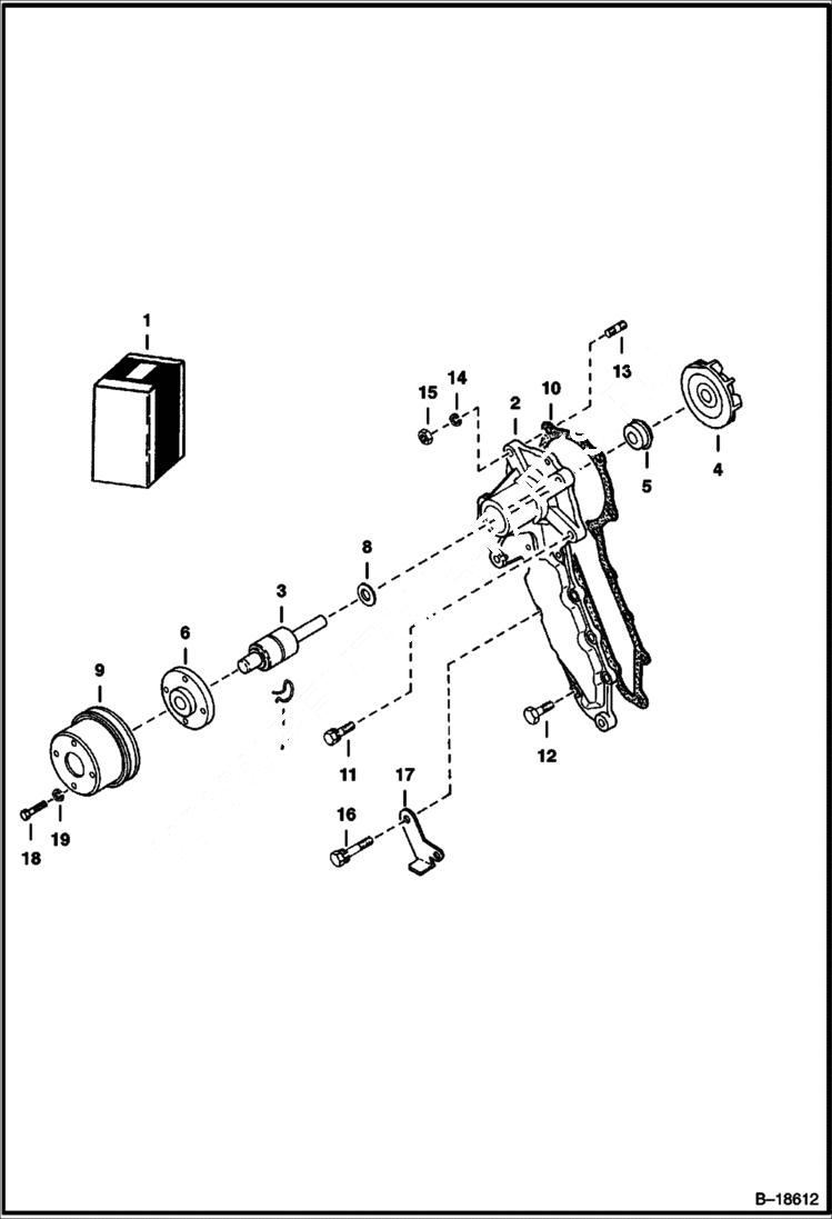 Схема запчастей Bobcat 600s - WATER PUMP POWER UNIT