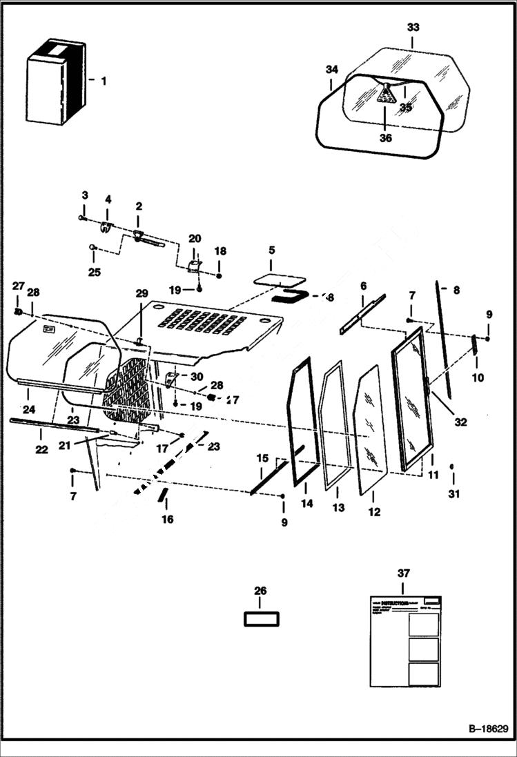 Схема запчастей Bobcat 600s - CAB WINDOWS ACCESSORIES & OPTIONS