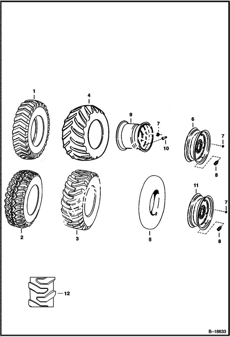 Схема запчастей Bobcat 600s - TIRES & RIMS ACCESSORIES & OPTIONS