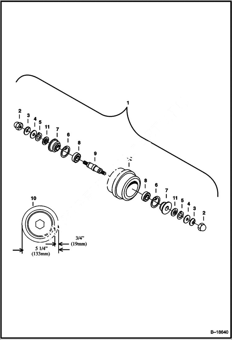 Схема запчастей Bobcat 325 - TRACK ROLLER (For All Rubber Tracks - Except for European Models) (W/O Oil Plug) UNDERCARRIAGE