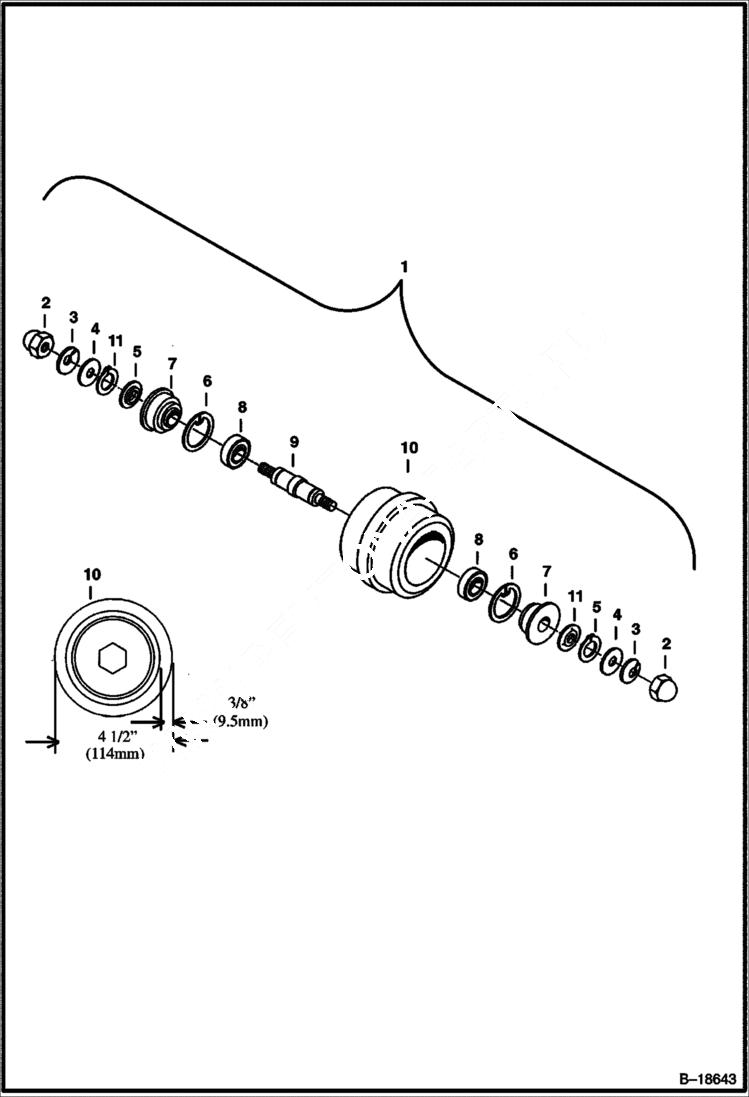 Схема запчастей Bobcat 325 - TRACK ROLLER (For all Steel Tracks & for Rubber tracks on European Models) (W/O Oil Plug) UNDERCARRIAGE