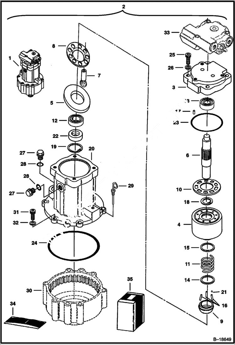 Схема запчастей Bobcat 231 - SWING MOTOR HYDRAULIC SYSTEM