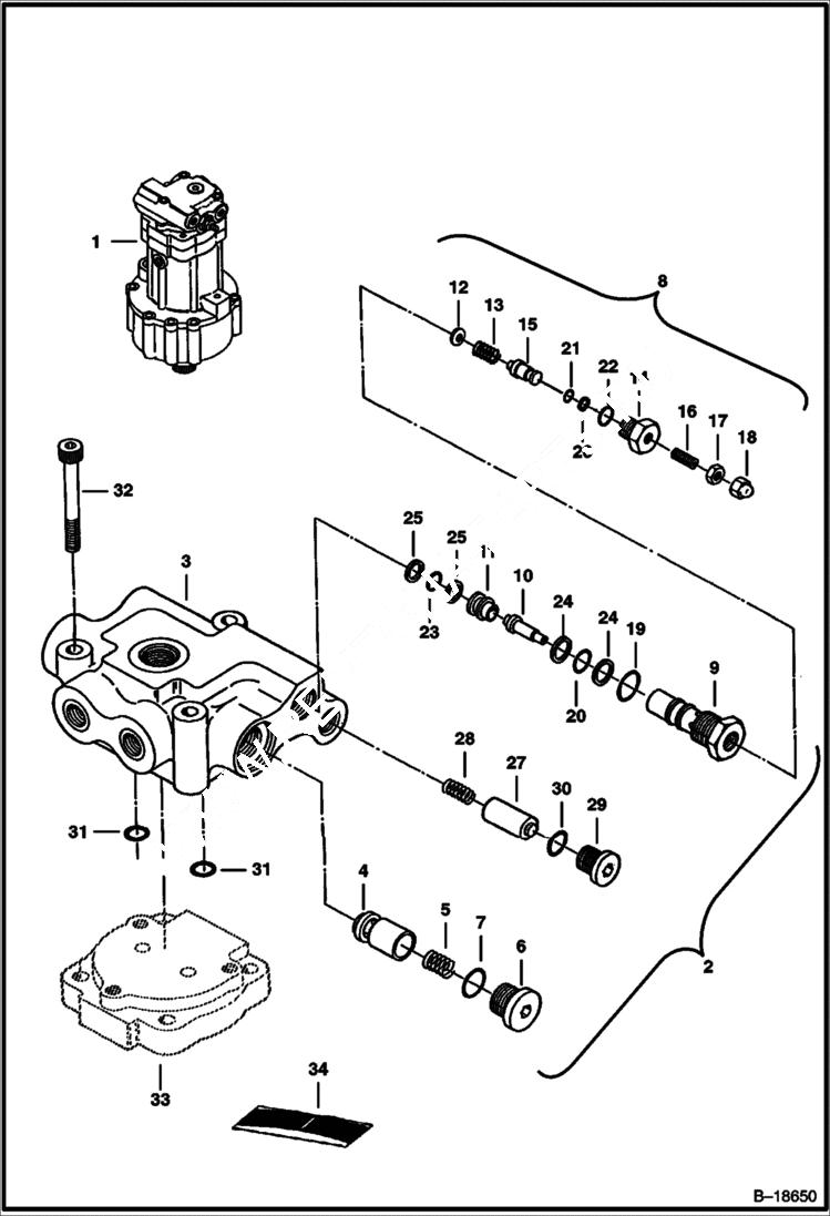 Схема запчастей Bobcat 231 - SWING MOTOR HYDRAULIC SYSTEM