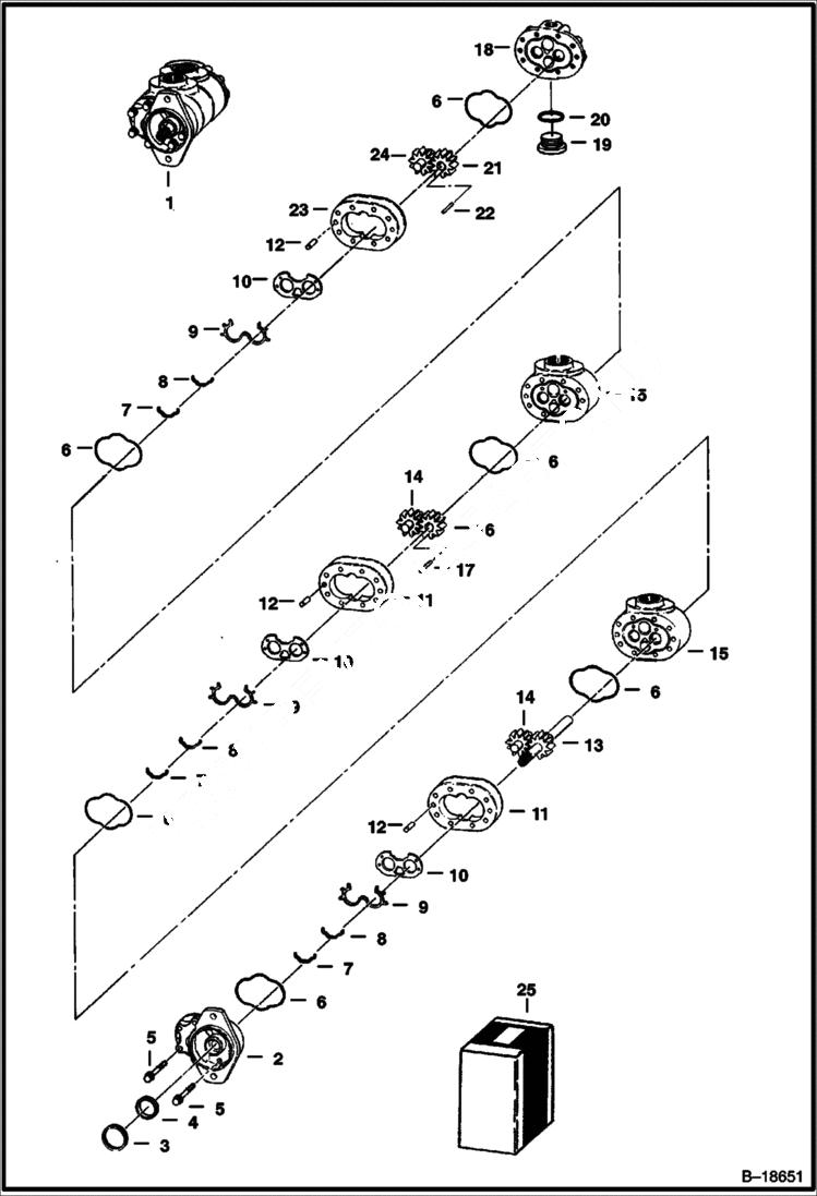 Схема запчастей Bobcat 231 - TRIPLE GEAR PUMP HYDRAULIC SYSTEM