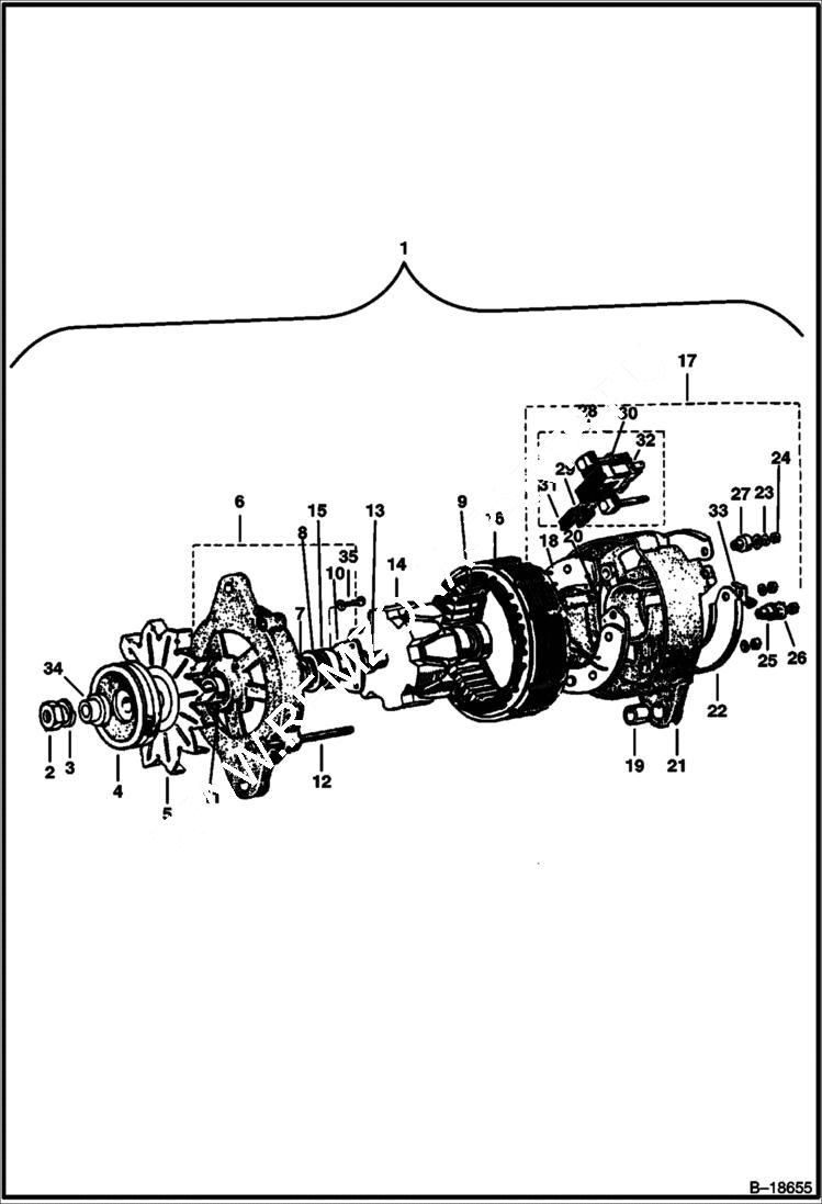 Схема запчастей Bobcat 231 - ALTERNATOR (Open) ELECTRICAL SYSTEM