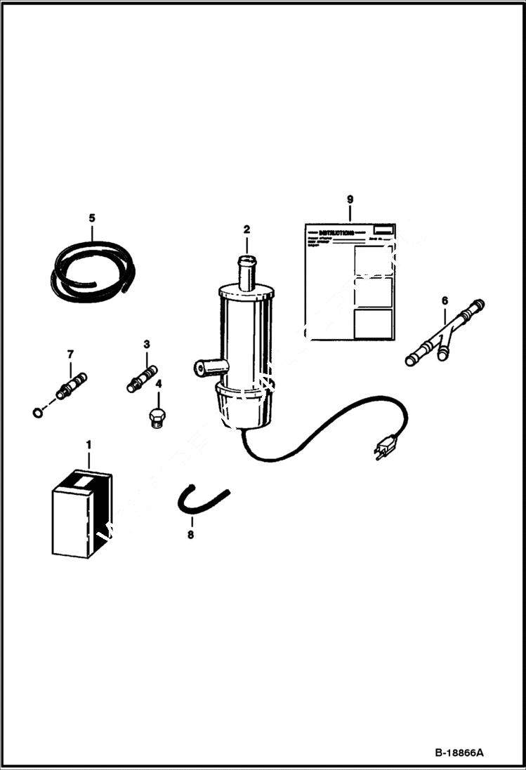 Схема запчастей Bobcat 800s - TANK HEATER KIT (240 Volt) ACCESSORIES & OPTIONS