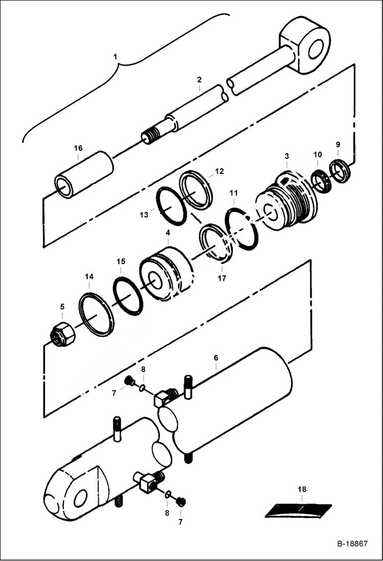 Схема запчастей Bobcat 220 - BLADE CYLINDER HYDRAULIC SYSTEM