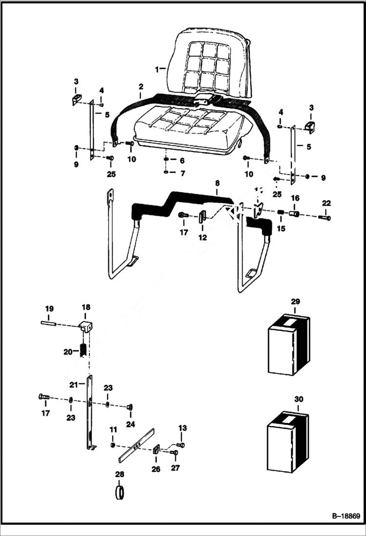 Схема запчастей Bobcat 800s - SEAT & SEAT BAR MAIN FRAME