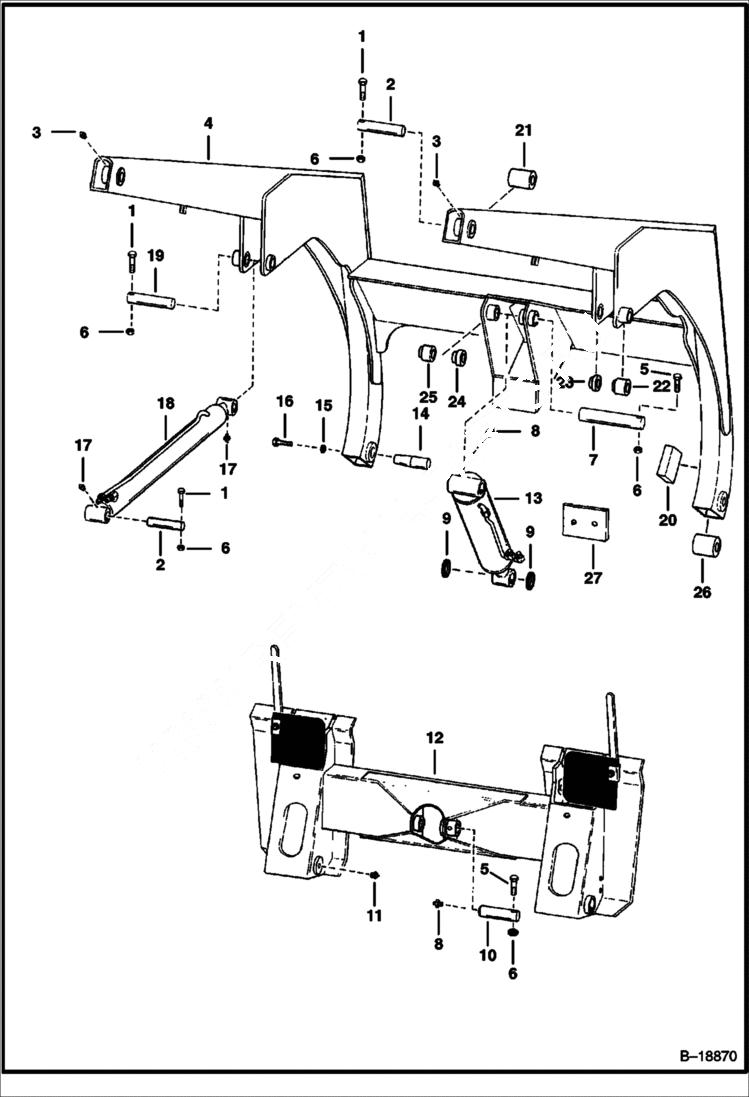 Схема запчастей Bobcat 800s - LIFT ARMS & BOBTACH MAIN FRAME