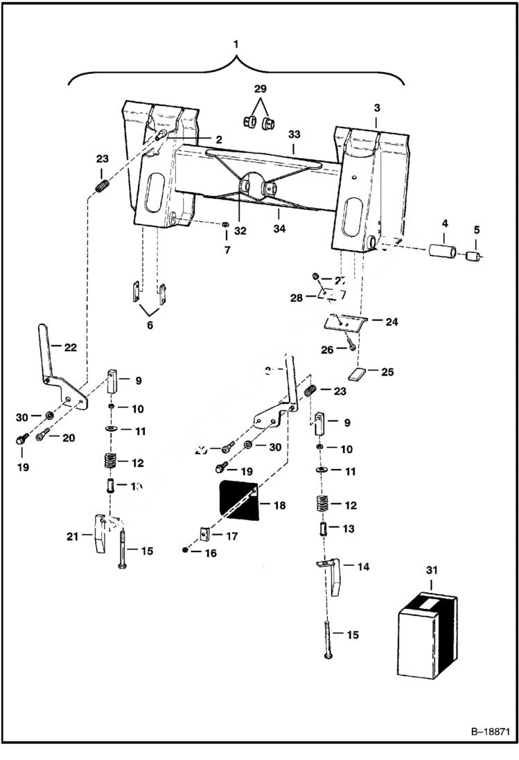 Схема запчастей Bobcat 800s - BOB-TACH MAIN FRAME