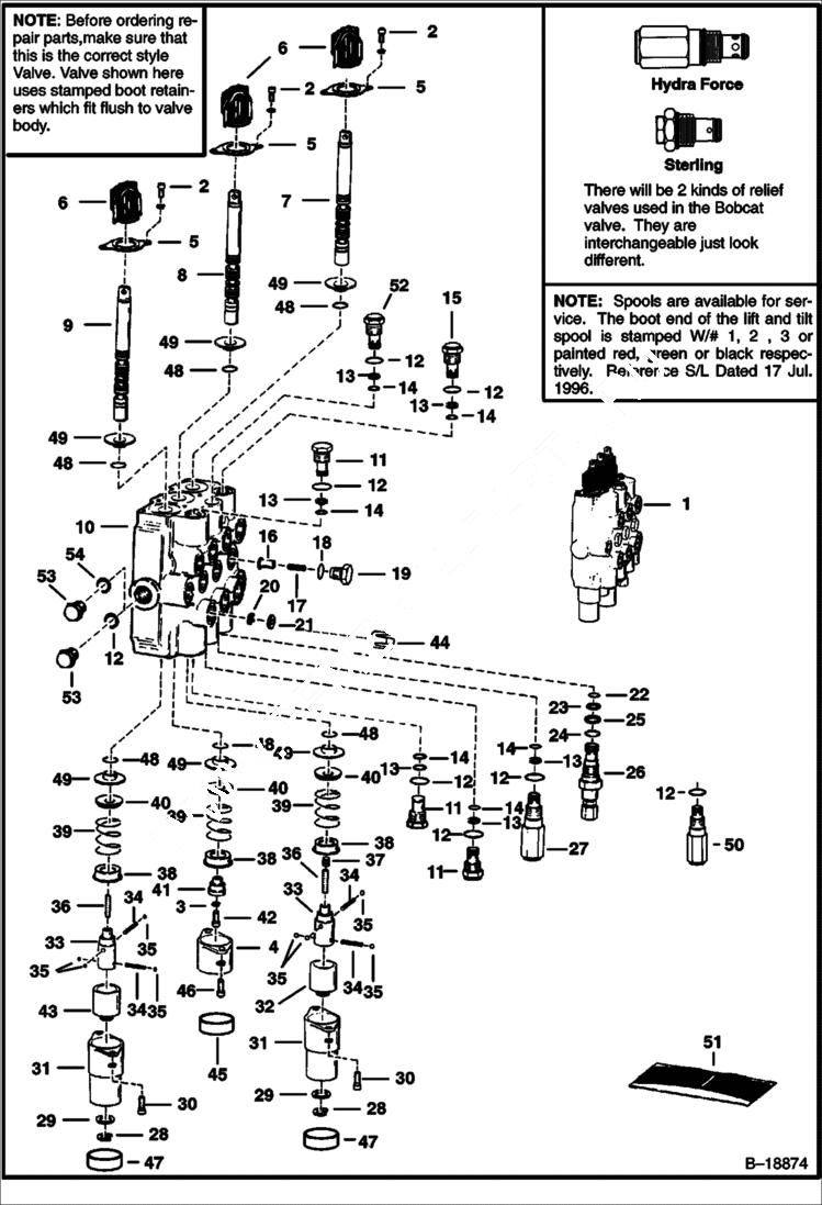 Схема запчастей Bobcat 800s - CONTROL VALVE (Bobcat) HYDRAULIC SYSTEM