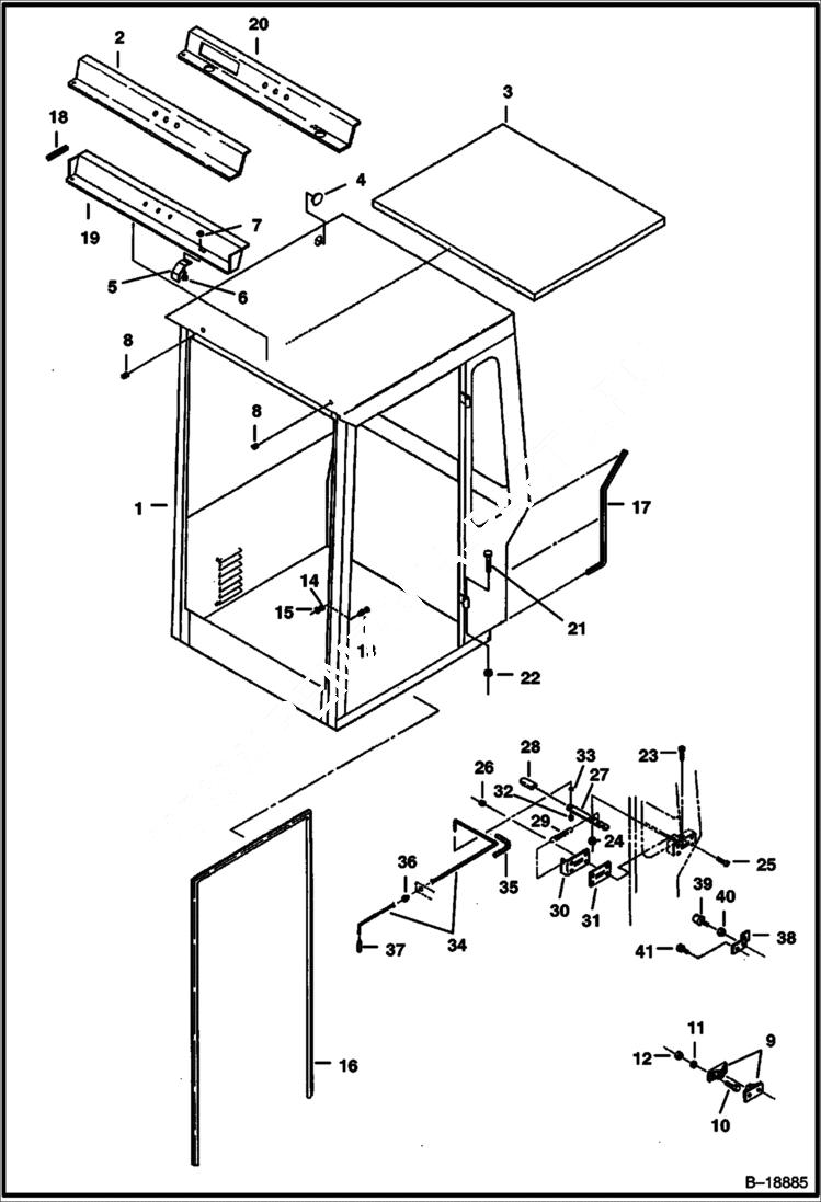 Схема запчастей Bobcat 231 - OPERATOR CAB MAIN FRAME