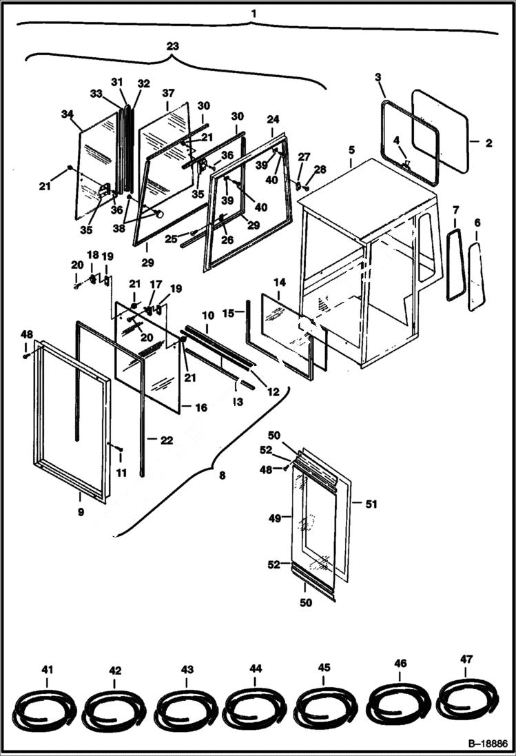 Схема запчастей Bobcat 231 - OPERATOR CAB MAIN FRAME