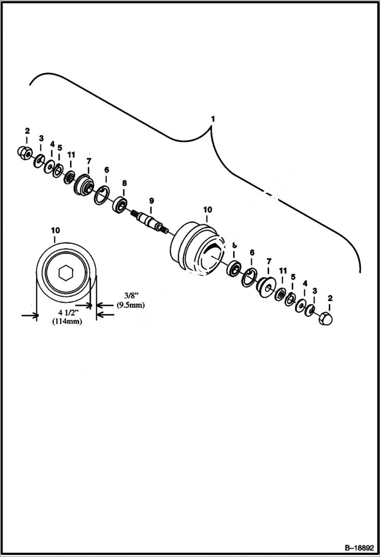 Схема запчастей Bobcat 231 - TRACK ROLLER (For all Steel & for Rubber Tracks on European Models) (W/O Oil Plug) UNDERCARRIAGE