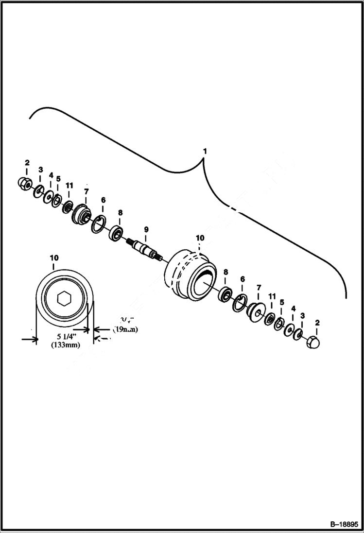 Схема запчастей Bobcat 331 - TRACK ROLLER (For All Rubber Tracks - Except for European Models) (W/O Oil Plug) UNDERCARRIAGE