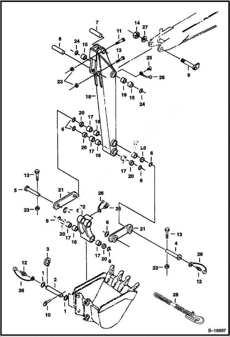 Схема запчастей Bobcat 231 - ARM & BUCKET LINK WORK EQUIPMENT