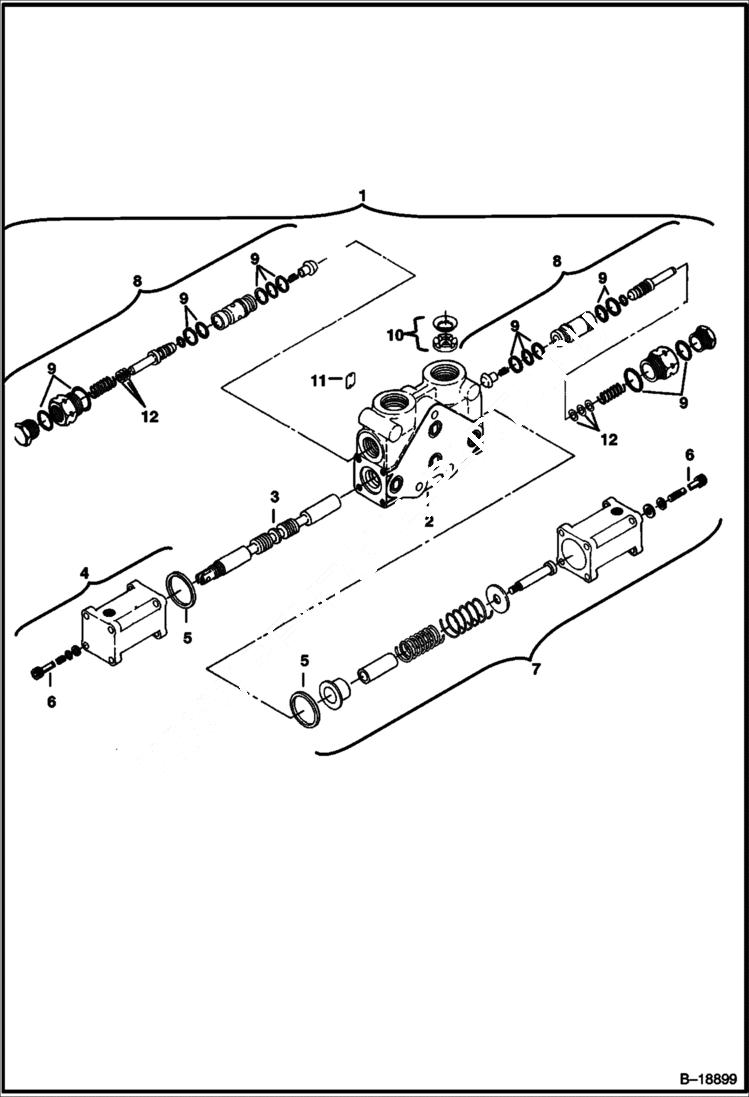 Схема запчастей Bobcat 231 - VALVE SECTION (Arm) (6 Spool Valve) HYDRAULIC SYSTEM