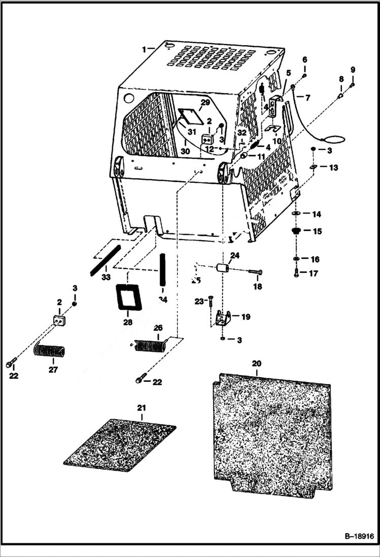 Схема запчастей Bobcat 700s - OPERATOR CAB (S/N 19999 & Below) MAIN FRAME