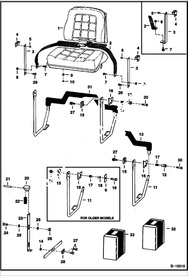 Схема запчастей Bobcat 700s - SEAT & SEAT BAR MAIN FRAME