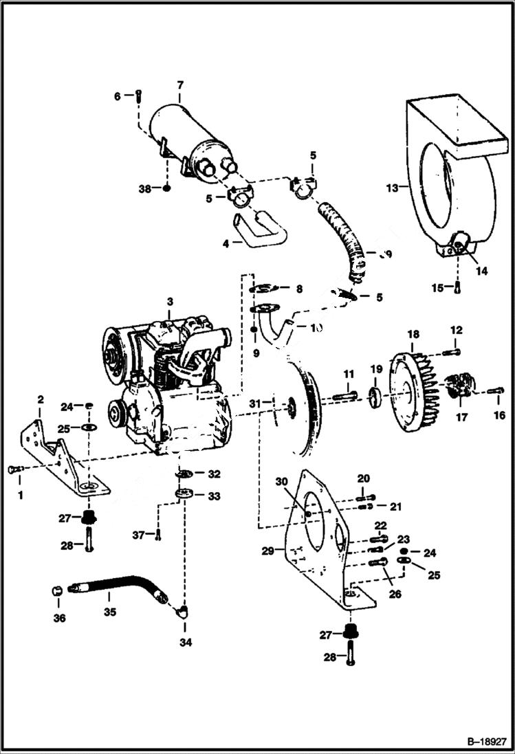 Схема запчастей Bobcat 700s - ENGINE & ATTACHING PARTS (Deutz 511) (S/N 14001 & Above) POWER UNIT