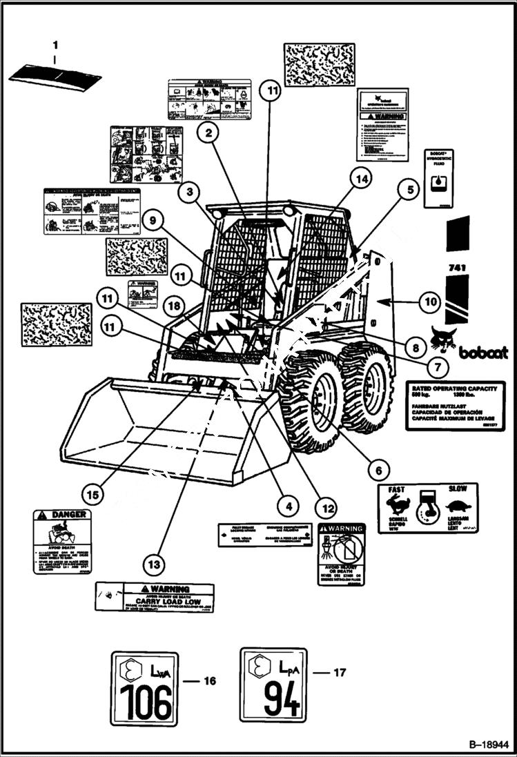 Схема запчастей Bobcat 700s - DECALS ACCESSORIES & OPTIONS