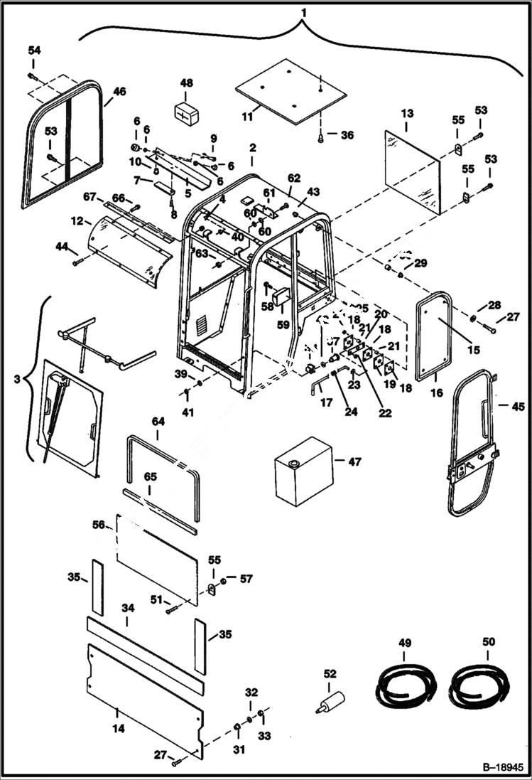 Схема запчастей Bobcat 320 - OPERATOR CAB MAIN FRAME