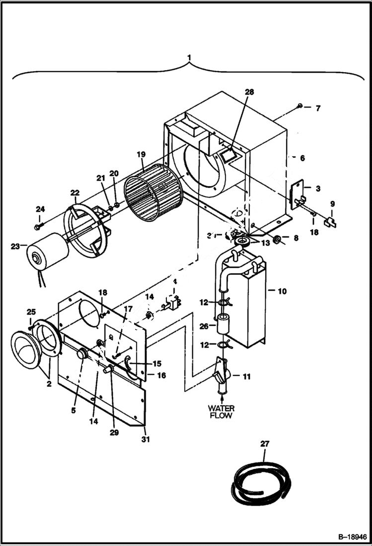 Схема запчастей Bobcat 320 - HEATER (With 3 Speed Fan Motor) (S/N 511720001-511721267) MAIN FRAME