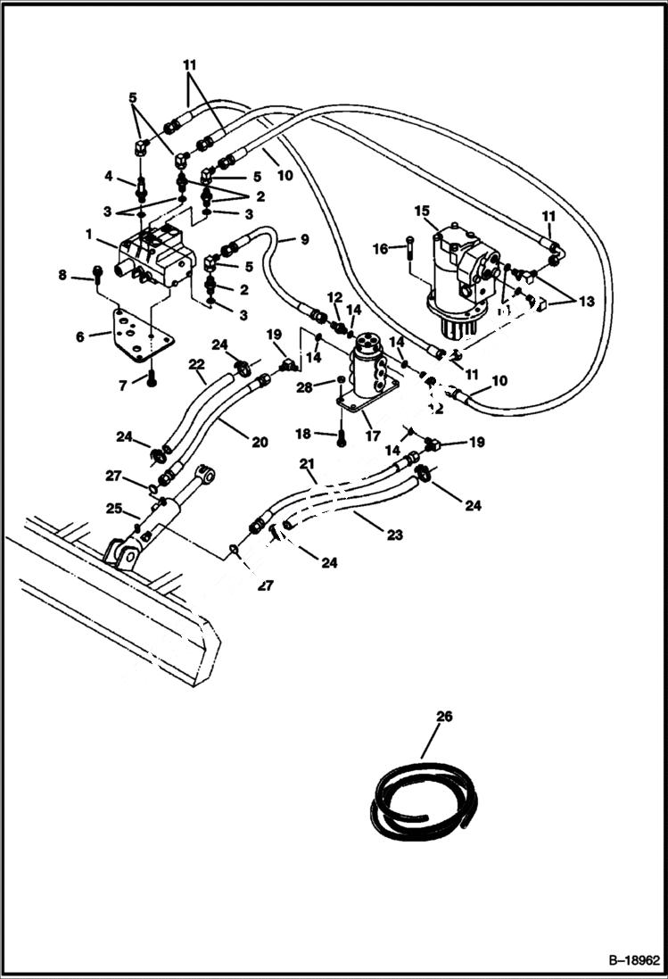 Схема запчастей Bobcat 320 - HYDRAULIC CIRCUITRY (Blade & Swing) (S/N 511720001-511721411) HYDRAULIC SYSTEM