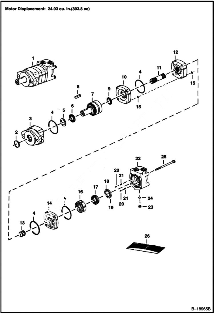Схема запчастей Bobcat LANDSCAPE RAKE - LANDSCAPE RAKE (Hydrostatic Motor) (Eaton 104-1784-006) (B Series) Loader