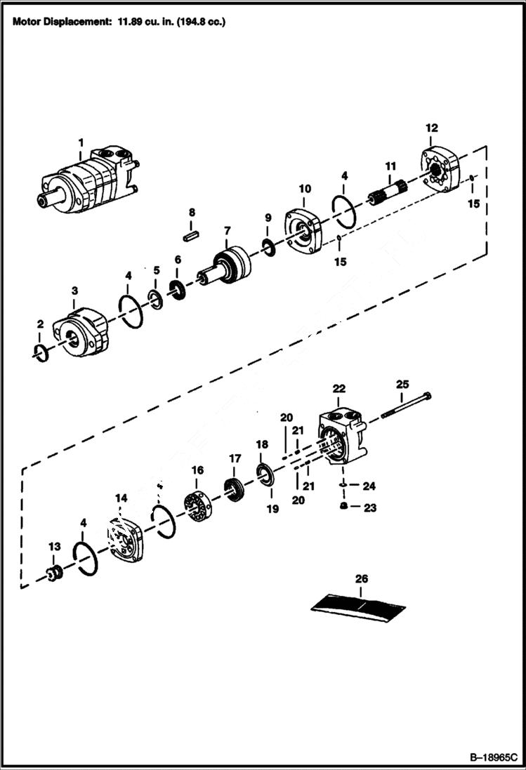 Схема запчастей Bobcat LANDSCAPE RAKE - LANDSCAPE RAKE (Hydrostatic Motor) (Eaton 104-1785-006) (B Series) Loader